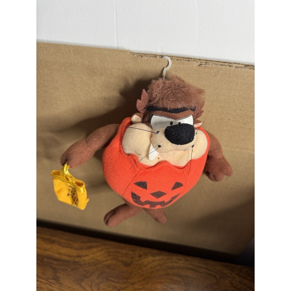 1997 NEW LOONEY TUNES 8" TASMANIAN DEVIL HALLOWEEN‎ PUMPKIN STUFFED ANIMAL TOY